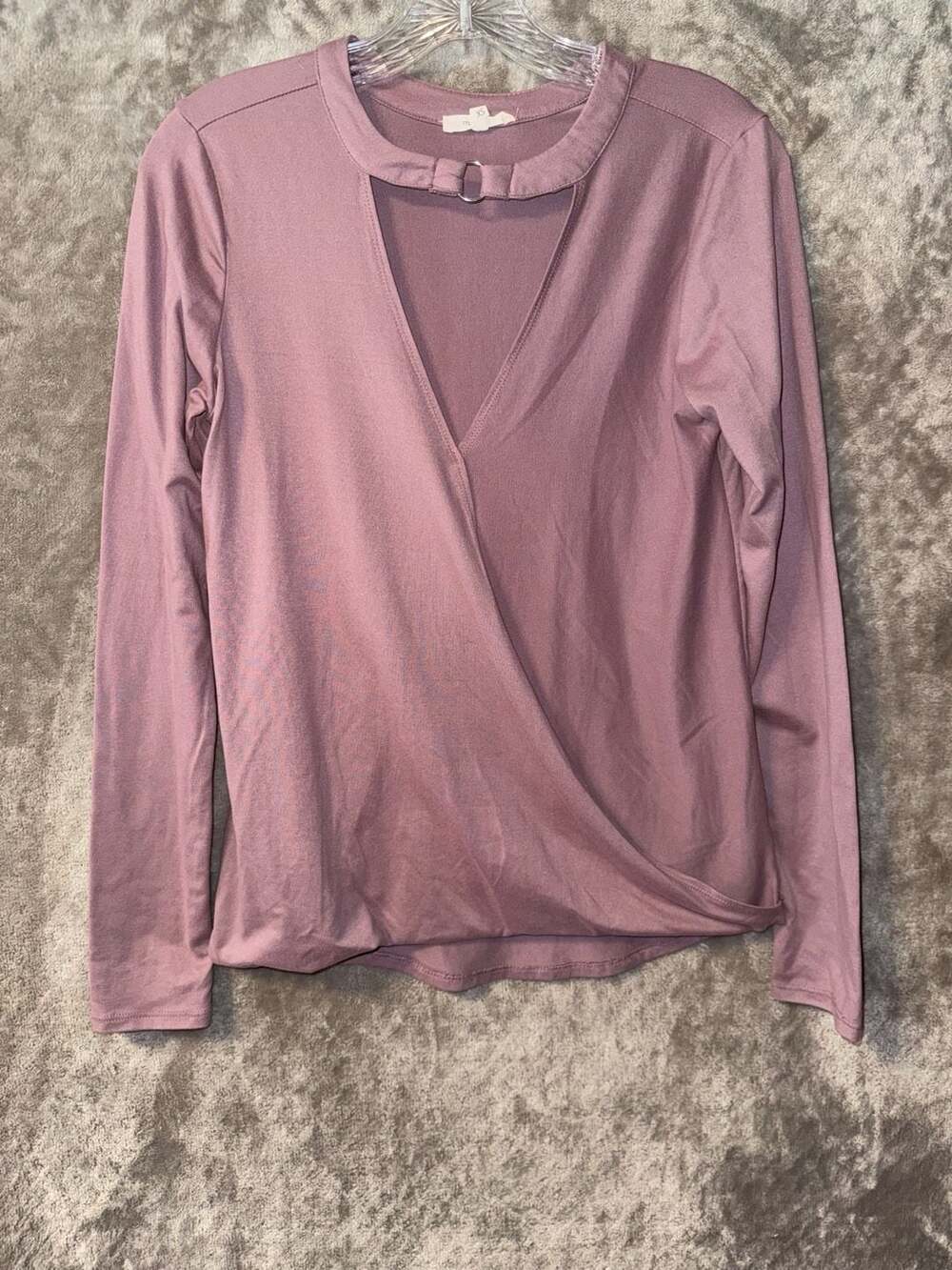 Maurices Mauve Long Sleeve Choker Neck Wrap Top Size XS